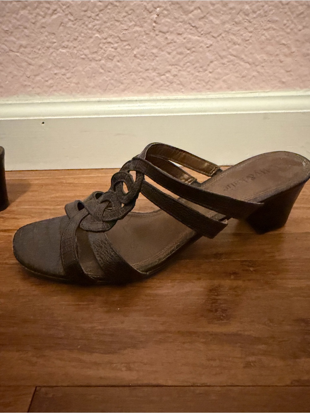 Kelly & Katie Dark Brown Strappy Knot Mid-Heel Sandal